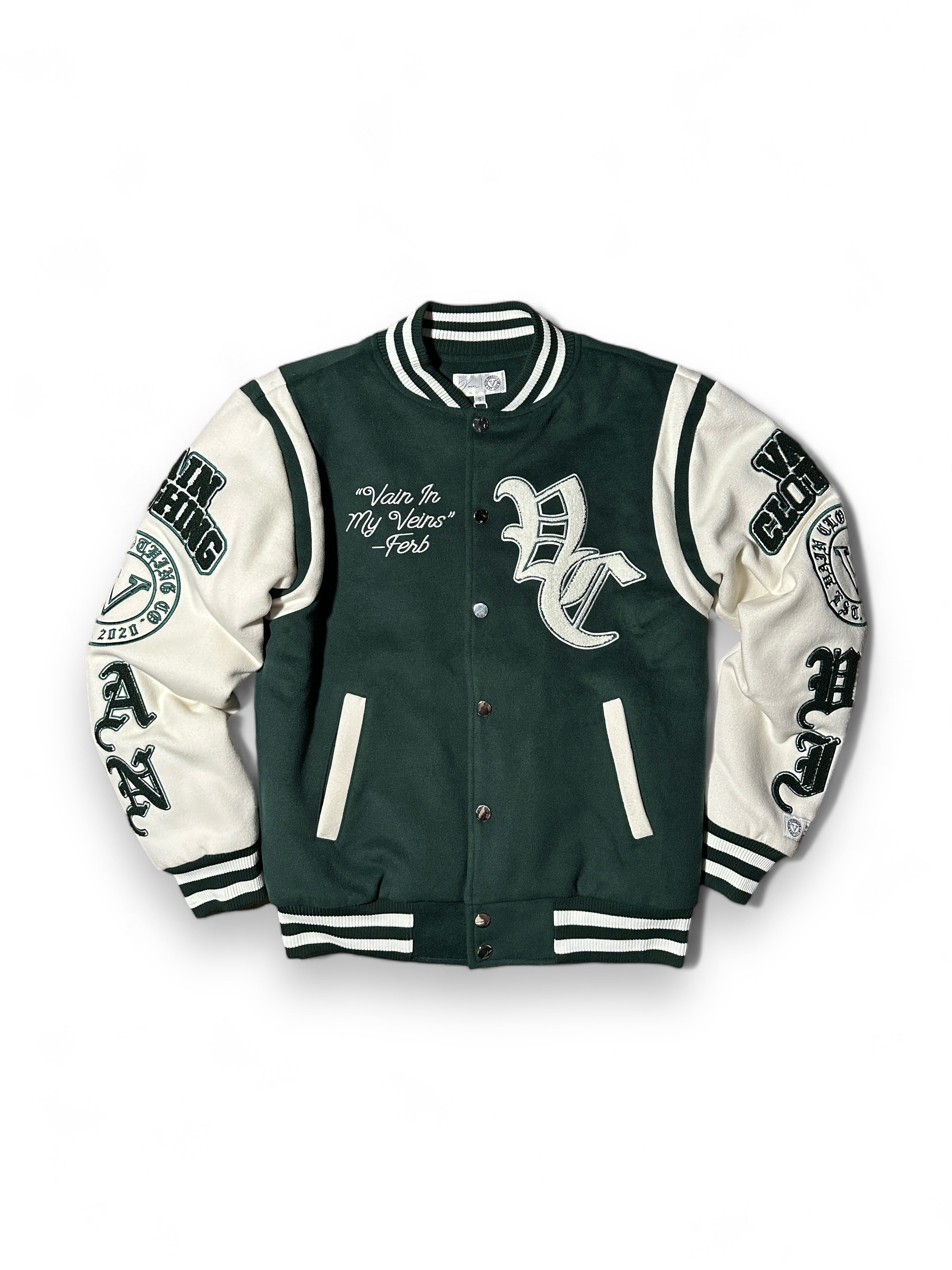 Green/White Varsity Jacket – Vain Clothing Co, LLC